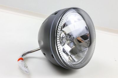 Headlight 5 3/4 inch side mounting black